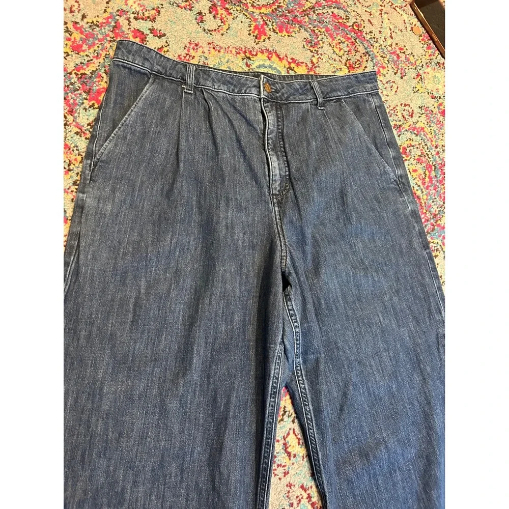 J. Crew Wide Leg Crop Jeans Dark Wash Denim Size‎ 32 Women's